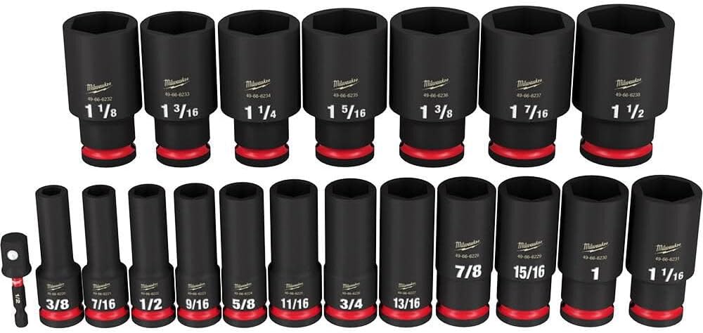 MILWAUKEE ShockWave 1/2 in. Drive SAE Deep 6 Point Socket Set (49-66-7012) - 19 PCS - Brand New