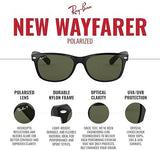 Ray-Ban Unisex RB2132 New Wayfarer Polarized Square Sunglasses, Black/Polarized Green, 58 mm