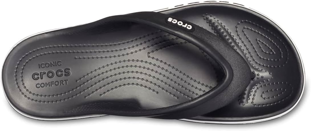 CROCS Unisex Bayaband Flip Flop - Black/White - W9/M7