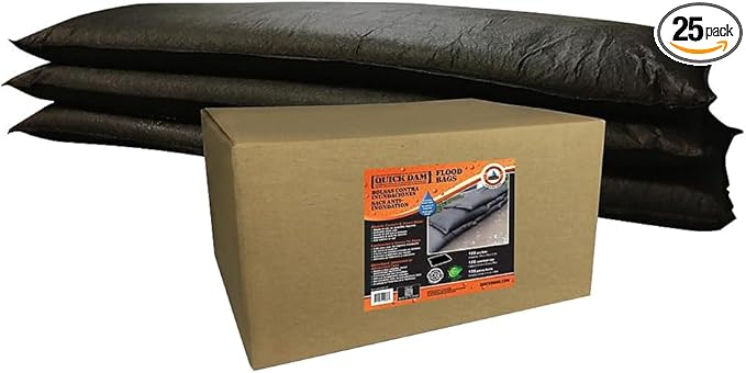 LOCAL PICKUP ONLY Quick Dam QD1248-25 Water-Activated Flood Bags-Jumbo Size-25/Pack, 25 Pack, Black