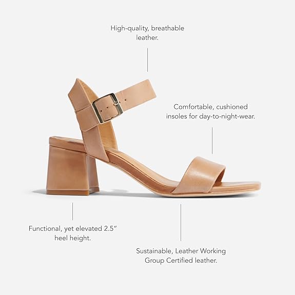 NISOLO | Women's Stella Go-to Block Heel Sandal in Almond | US 6