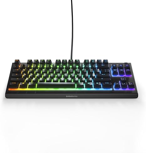 SteelSeries Gaming Keyboard Numeric Keypathless Wired Apex 3 TKL US English Layout Quiet Switch IP32 Splashproof Supports 24 Keys Simultaneous Press