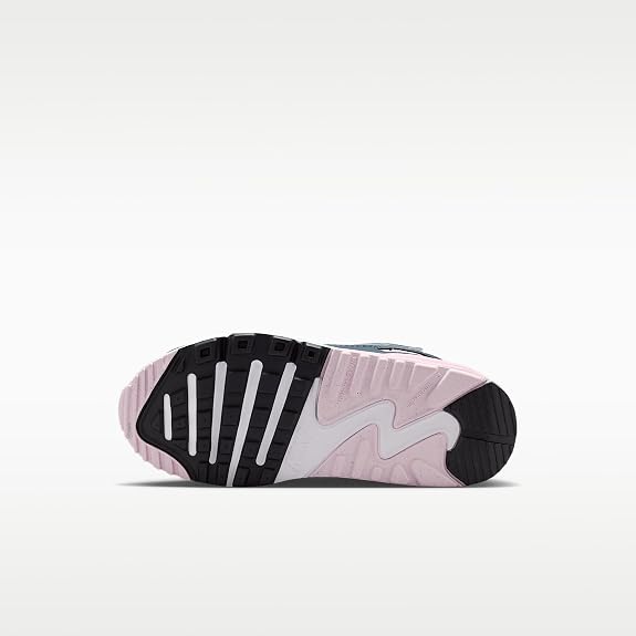 Nike Air Max 90 EasyOn Little Kids' Shoes (White/Pink Foam/Armory Navy/Wolf Grey) (Size:11C)
