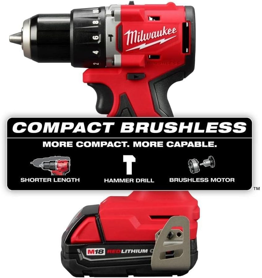 Milwaukee Electric - M18 Compact BRUSHLESS 1/2 INCH Hammer Drill/Drive