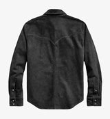 Genuine Leather Men's Cowboy Western Soft Suede Leather Shirt - XL