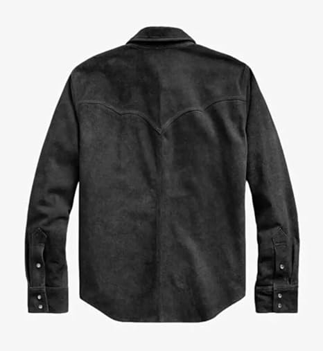 Genuine Leather Men's Cowboy Western Soft Suede Leather Shirt - XL
