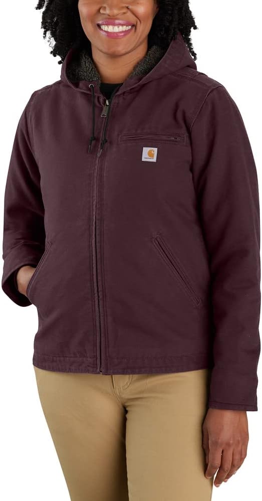 Carhartt Women's Loose Fit Washed Duck Sherpa Lined Jacket Size L
