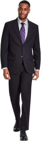 Nautica Mens Modern fit 2 Piece Suit 44 R / 38 Waist Black Solid Stretch