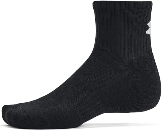 Under Armour Unisex-Adult Training Cotton Quarter Socks 6 Pack - Black - Medium
