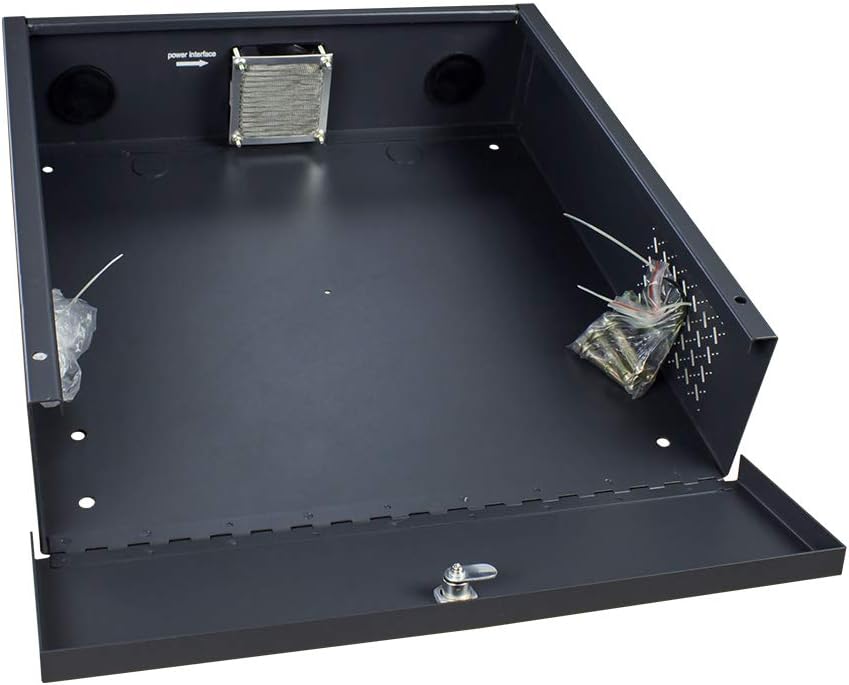 DVR Security Lockbox NVR Heavy Duty 16 Gauge Steel with AC Fan for Wall or Floor Mount Enclosure