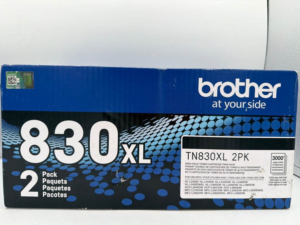 Brother® Genuine TN830XL2PK Black High Yield Toner Cartridges, Pack Of 2