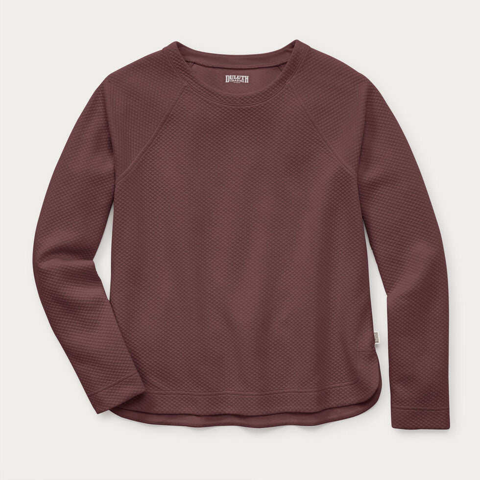 Duluth Women's AirLoc Quilted Crew Pullover, Fig - XS