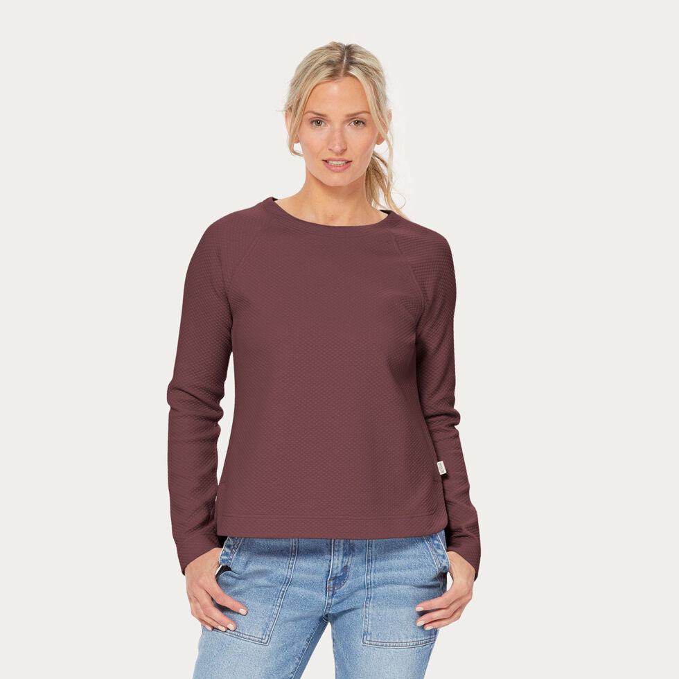 Duluth Women's AirLoc Quilted Crew Pullover, Fig - XS