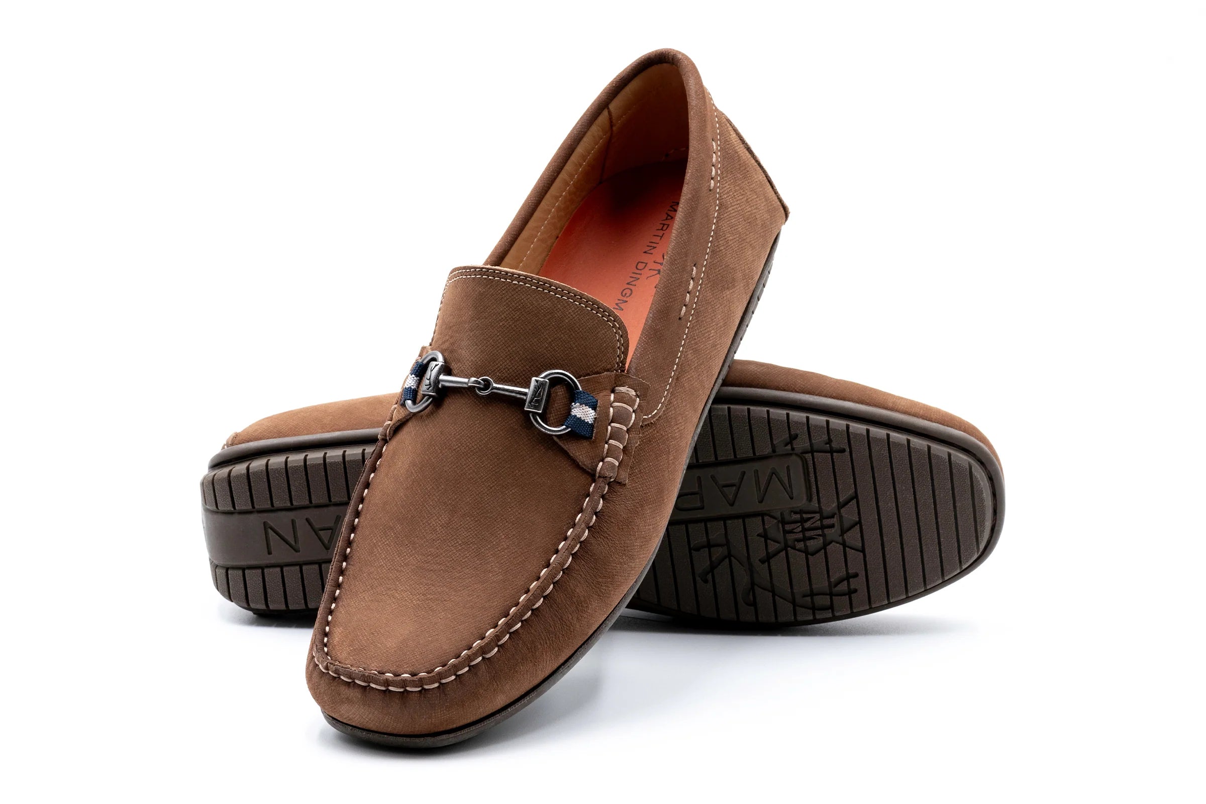 Martin Dingman Bermuda Nubuck Horse Bit Loafers - Bark - Size: Men's 9