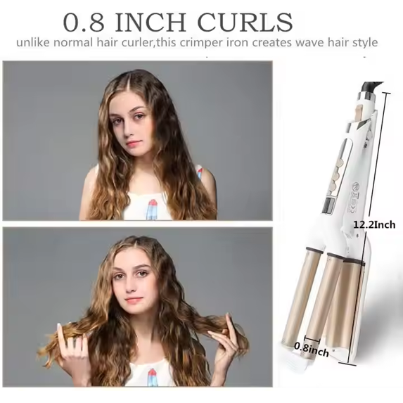 2025 latest Professional Ceramic Triple Barrel Hair Styler – Egg Roll Iron Wand for Curling, Flat Ironing & Styling
