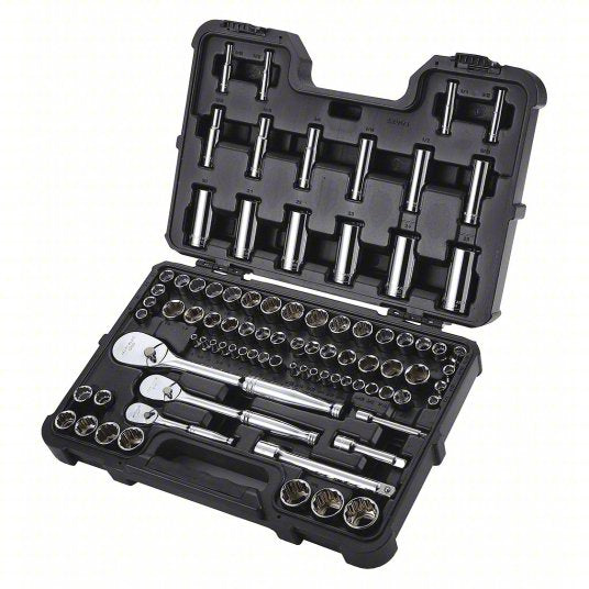 WESTWARD Socket Wrench Set: 1/4 in_3/8 in_1/2 in Drive Size, 86 Pieces, 12-Point/(70) 6-Point Model No. 53PN73  2164 (Open Box)