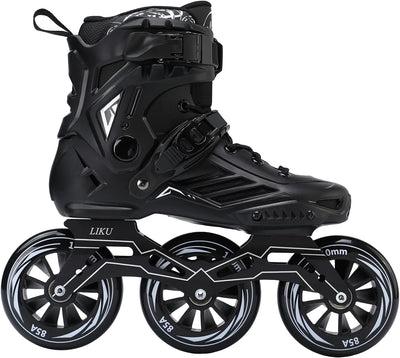 LIKU Black 3WD Inline Skate,3 Wheels Racing Skate Unisex