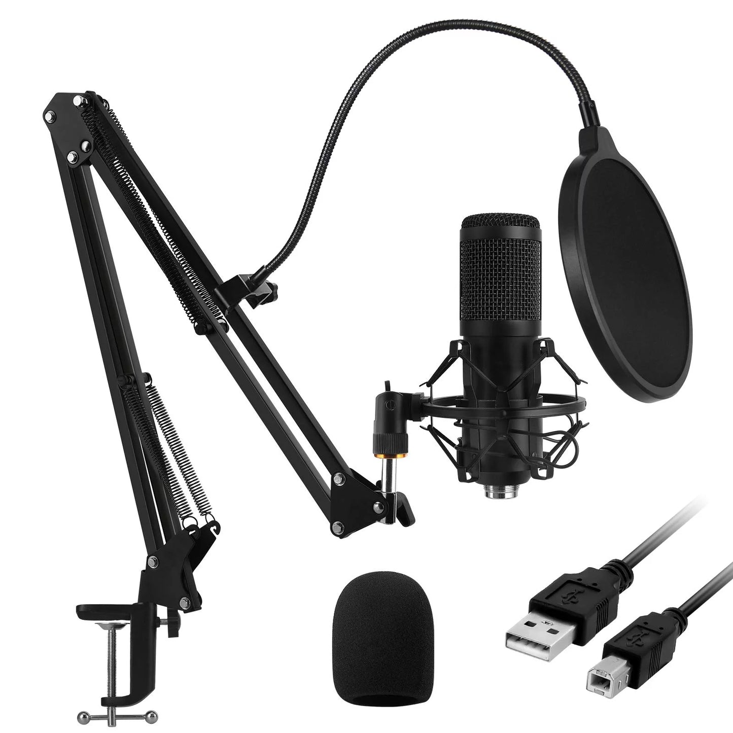 USB Microphone, 48KHZ/24Bit Plug & Play PC Computer Podcast Condenser Cardioid Metal Mic Kit with Professional Sound Chipset for Recording, Gaming, Singing, YouTube