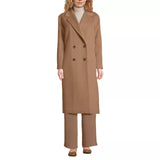 Women's Insulated Double Breasted Wool Coat by Land's End - Honey Beige