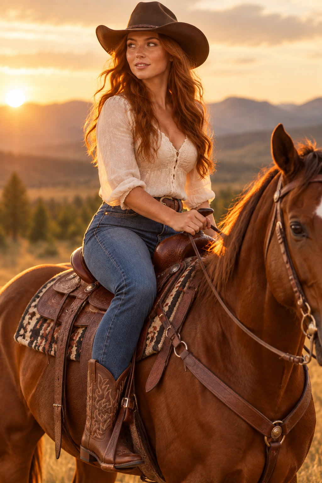 Women's Stockman / ANITA LEATHER BOOT  Size 8.5