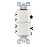 Leviton 15 Amp Decora 3-Way / 3-Way Combination Switch, Grounding, Ivory, White (5643-W) - 10 Pack