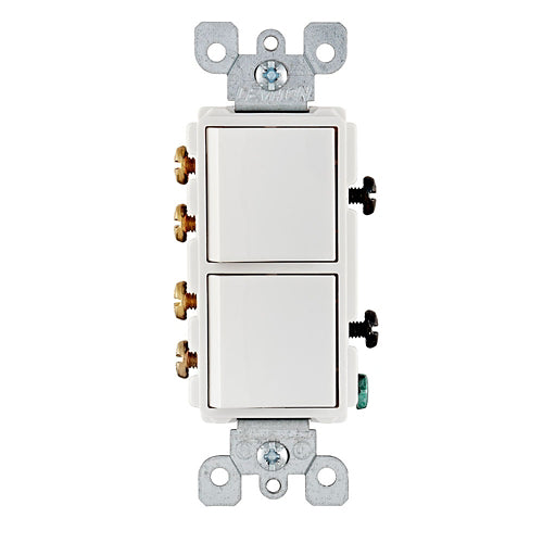 Leviton 15 Amp Decora 3-Way / 3-Way Combination Switch, Grounding, Ivory, White (5643-W) - 10 Pack