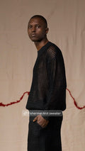 Premium Streetwear - Grid Knit Long Sleeve Black Shirt -Size M/L