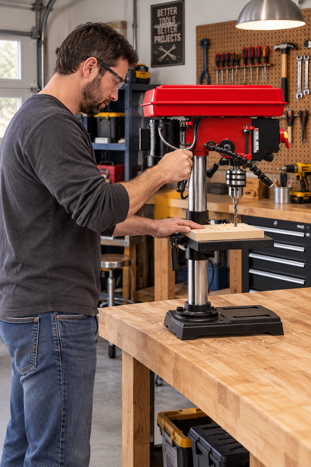 BAUER 8 in., 5-Speed Bench Drill Press