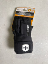 Harbinger Pro Wristwrap Gloves 3.0 - Enhanced Grip, Superior Wrist Support, Breathable 4-Way Stretch Lycra, Durable Leather Palm, Half-Finger Design for Weightlifting, Gym, Black, Large - Men's