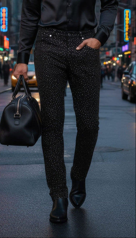 Barabas  Men's Dolorosa Rhinestone Jeans Size: 32 (#5JES03)
