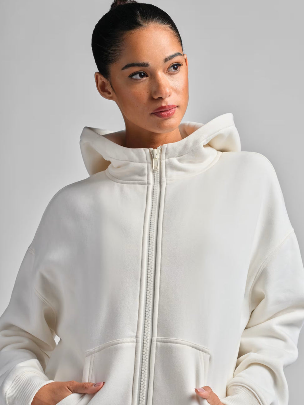 Comfrt-Basic Crop Zip Hoodie, Women-S