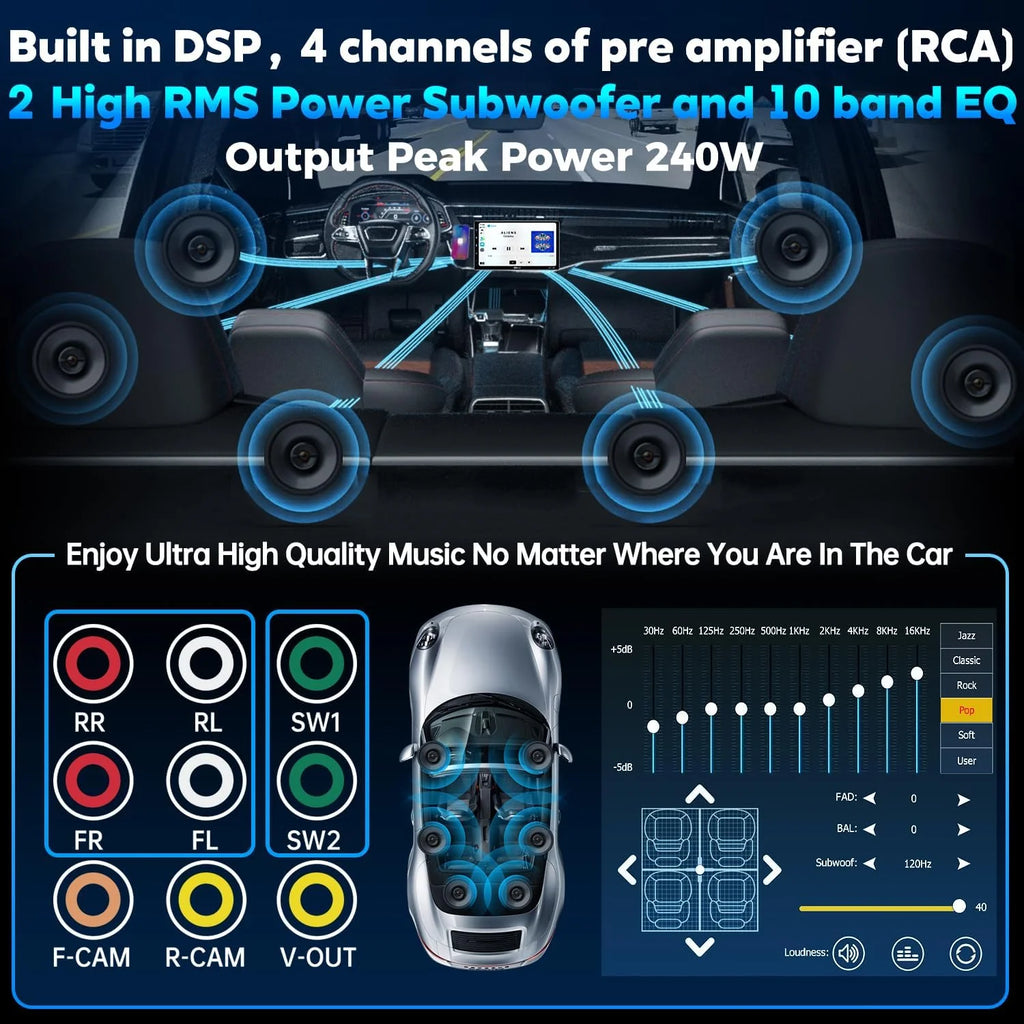MP-108 10.1 Inch Single Din Car Stereo With Wireless Apple CarPlay & Android Auto