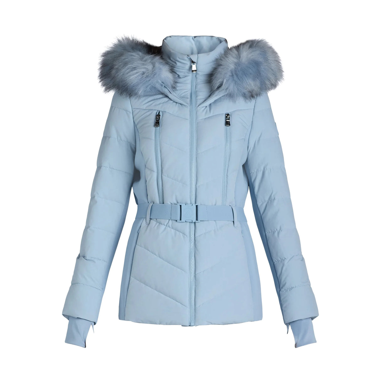 F.O.G. Women's Plus Belted Puffer with Faux Fur Hood Size: XL