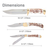 MOSSY OAK | Stag Finish Knife Set with SS Full Tang Blade and Leather Sheath