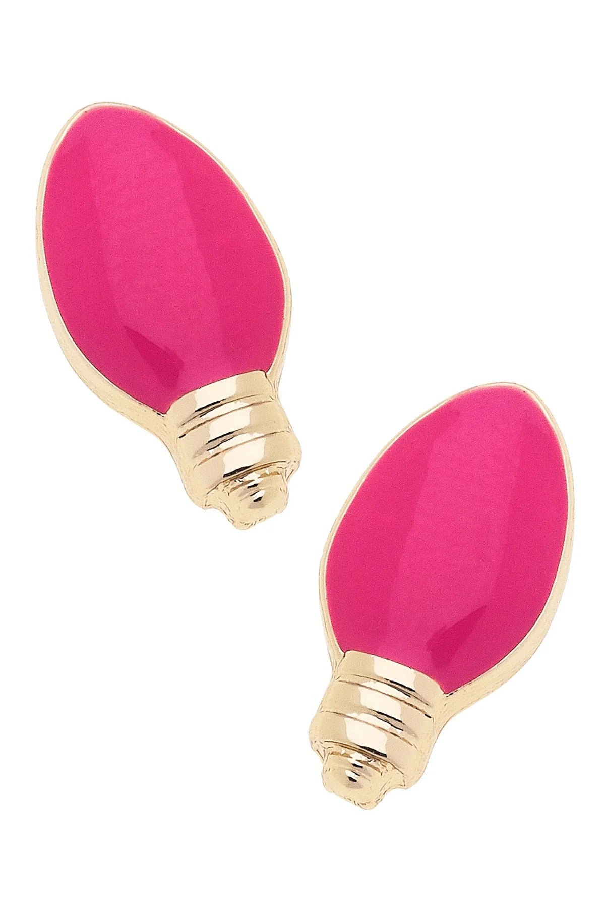 Festive Enamel Lights Stud Earrings in Fuchsia