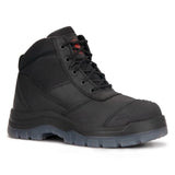 ROCKROOSTER Crisson Black 6-inch Zip sided Steel Toe Leather Work Boots AK050BK - Size: Men 10/Women 11.5
