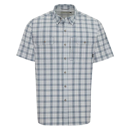 Field & Stream Men's Patterned Short-Sleeve Button-Down Outdoorsman Shirt - Navy/White Plaid - Large