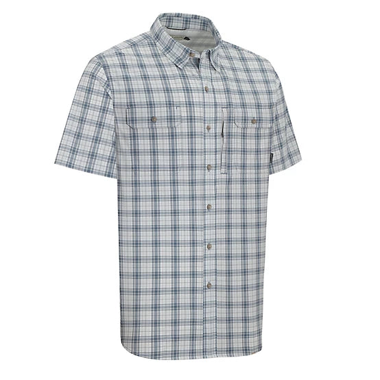 Field & Stream Men's Patterned Short-Sleeve Button-Down Outdoorsman Shirt - Navy/White Plaid - Large