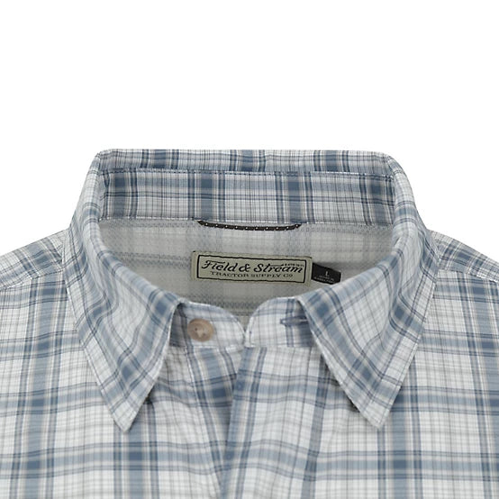 Field & Stream Men's Patterned Short-Sleeve Button-Down Outdoorsman Shirt - Navy/White Plaid - Large