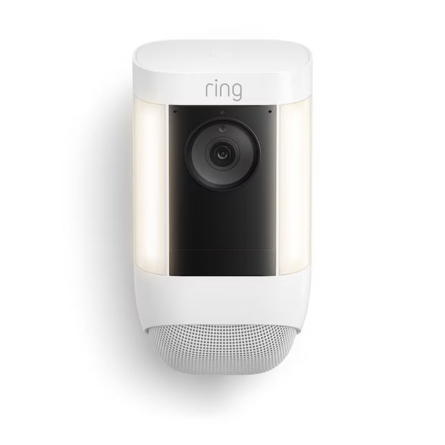 Ring Spotlight Cam Pro, Battery with 2K Video and Ring Vision, LED Lights, Dual-Band Wifi, and 3D Motion Detection - White