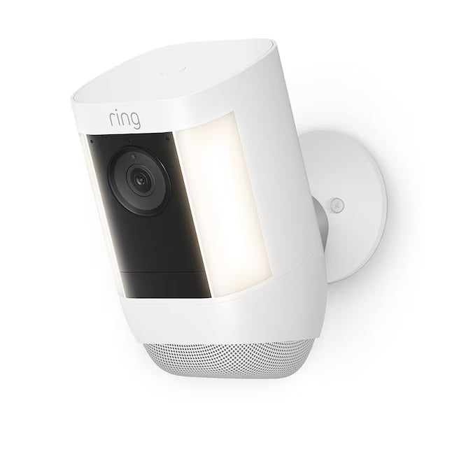 Ring Spotlight Cam Pro, Battery with 2K Video and Ring Vision, LED Lights, Dual-Band Wifi, and 3D Motion Detection - White