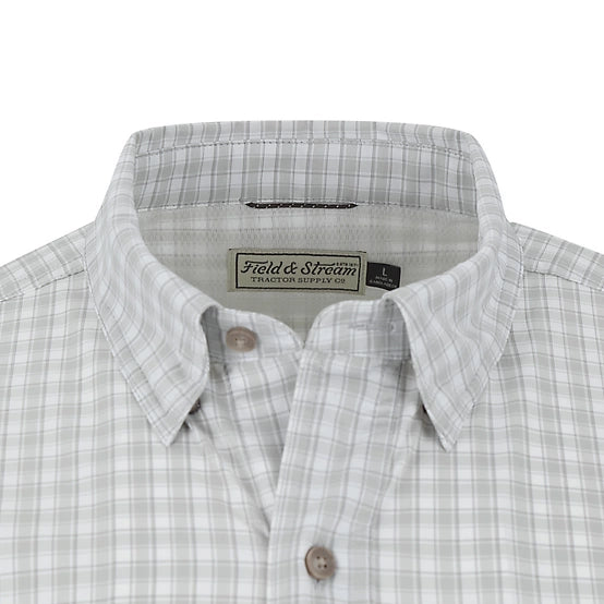 Field & Stream Men's Patterned Short-Sleeve Button-Down Outdoorsman Shirt - Grey Plaid - Large