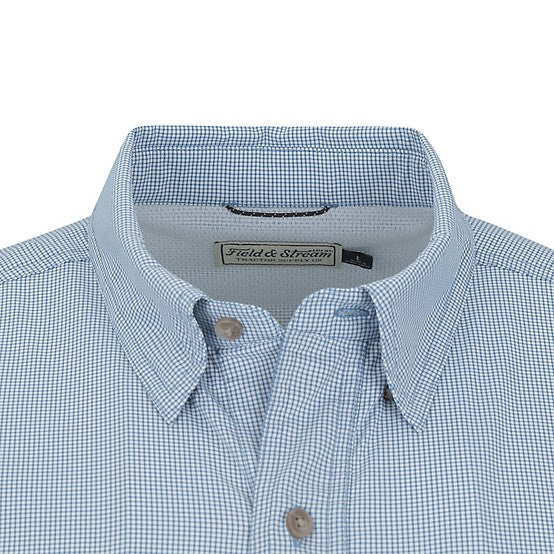 Field & Stream Men's Patterned Short-Sleeve Button-Down Outdoorsman Shirt - Blue Check - XLT