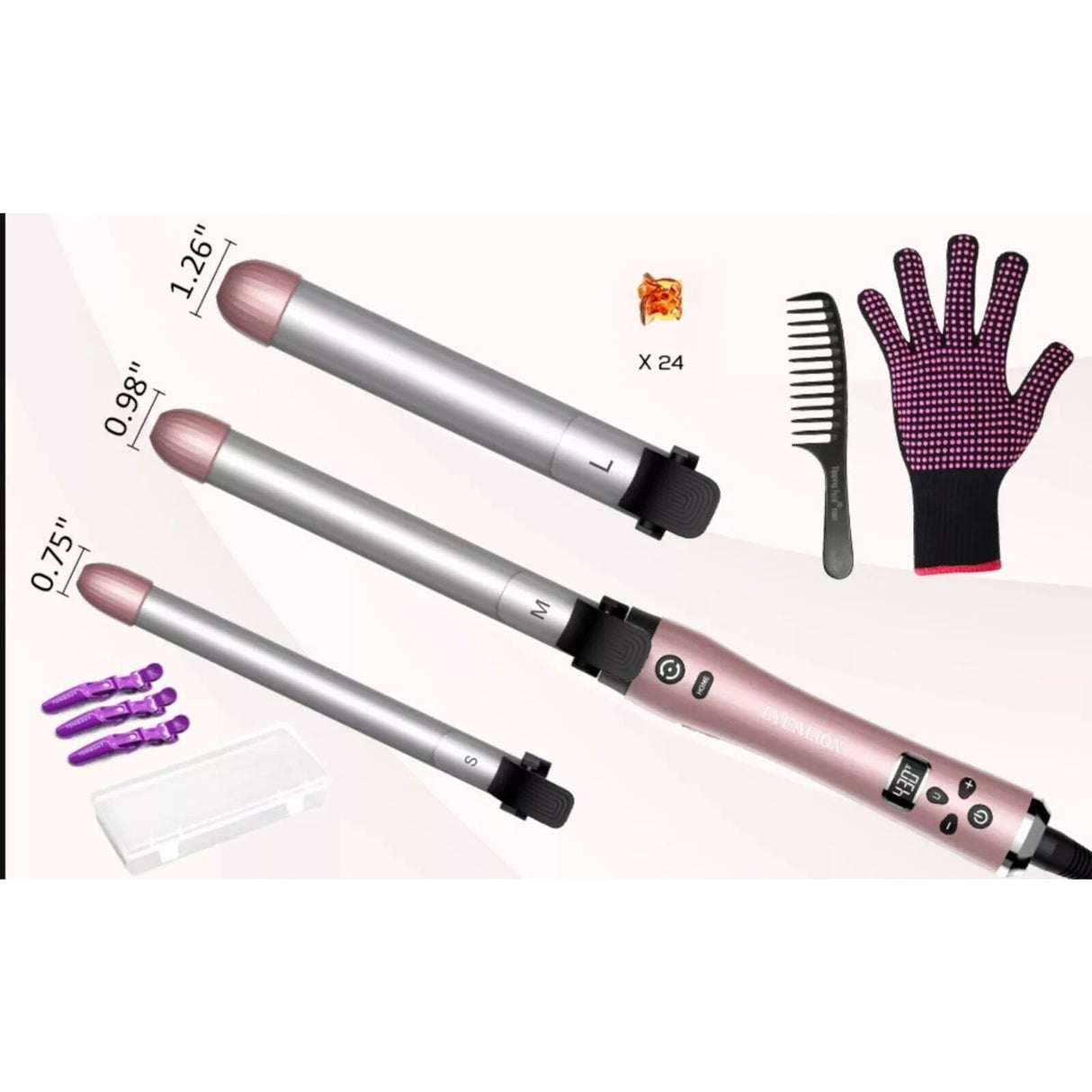 LYEALION Rotating Hair Curling Iron-Lyealion 3 Interchangeable Barrels SW01 (NEW)