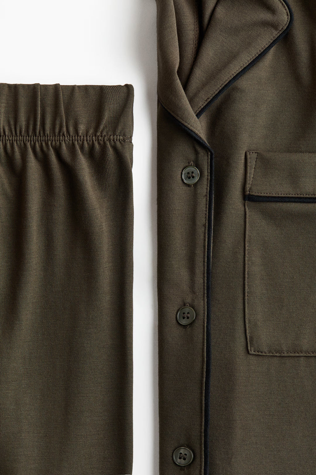 H&M - Women's Viscose-Blend Pajama Set - Dark Khaki Green - US Small