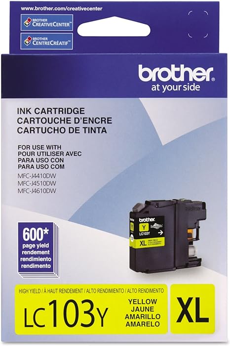 Brother Printer LC103Y High Yield Cartridge Ink, Yellow