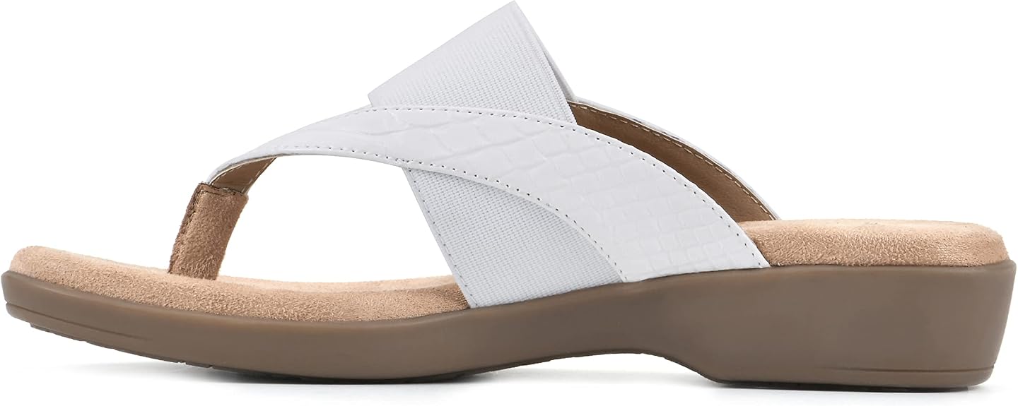 CLIFFS by WHITE MOUNTAIN Women's Bumble Thong Sandal - White/Snake/Patent - 11