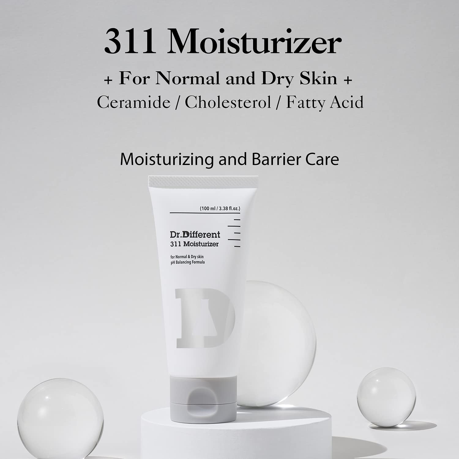 DR. DIFFERENT 311 Moisturizer for Normal and Dry Skin | pH Balancing Formula | 3.38 fl oz