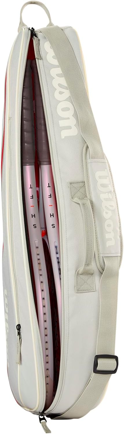 WILSON 2025 Team Tennis Racket Bags (Up to 3 Rackets) - Color : Oats/Red