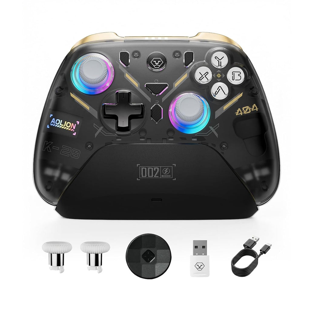 Aolion gaming K20 Wireless Controller for Switch 2/Switch/PC with Dock | Hall Effect Joysticks, 3-Stage Hall Triggers, 1000Hz Polling, Swappable D-Pad